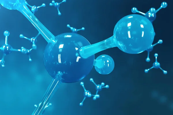 Molécules de rendu 3D. Le bacgkround atomique. Fond médical pour bannière ou flyer. Structure moléculaire au niveau atomique . — Photo