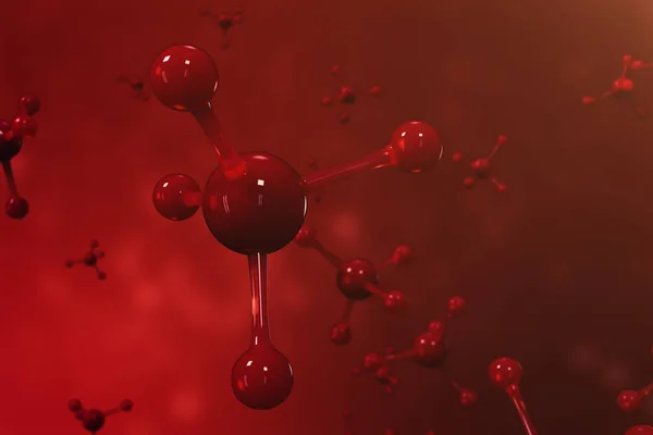3 d レンダリング分子。原子 bacgkround。バナーやチラシの医療の背景。原子レベルの分子構造. — ストック写真