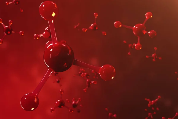 Moléculas de renderização 3D. Atoms bacgkround. Antecedentes médicos para banner ou flyer. Estrutura molecular a nível atómico . — Fotografia de Stock