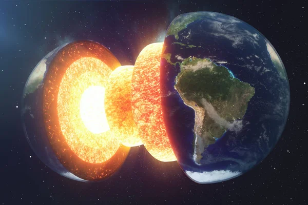 Estructura Núcleo Tierra Estructura Capas Tierra Estructura Corteza Terrestre Sección —  Fotos de Stock