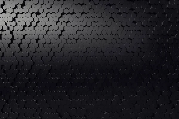 Abstract Geometric Surface Hexagonal Black Background Rendering — Stock Photo, Image