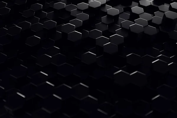 Abstract Geometric Surface Hexagonal Black Background Rendering — Stock Photo, Image