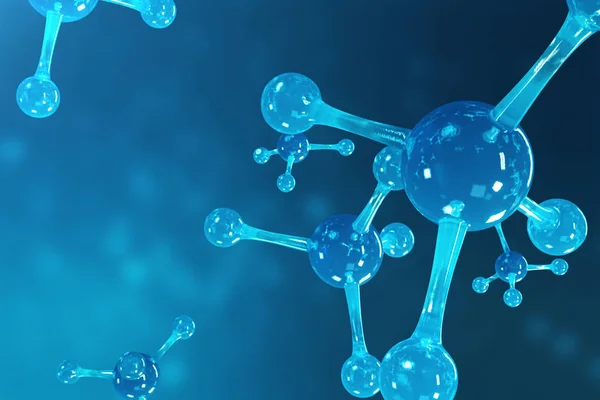3D рендеринг молекул. Атомы бакалейные. Медицинское образование для баннера или флаера. Молекулярная структура на атомном уровне . — стоковое фото