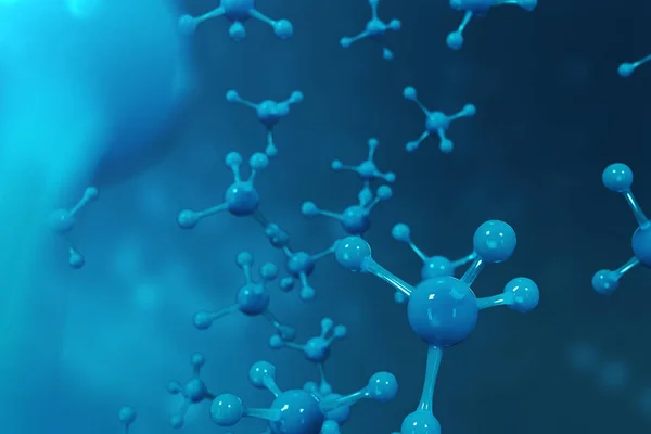 Moléculas de renderizado 3D. Átomos bacgkround. Antecedentes médicos para pancarta o volante. Estructura molecular a nivel atómico . — Foto de Stock