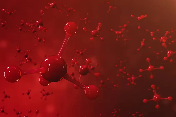 Moléculas de renderizado 3D. Átomos bacgkround. Antecedentes médicos para pancarta o volante. Estructura molecular a nivel atómico . —  Fotos de Stock