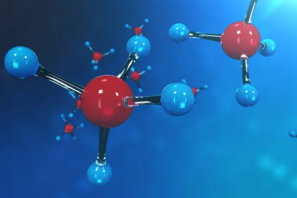 3D рендеринг молекул. Атомы бакалейные. Медицинское образование для баннера или флаера. Молекулярная структура на атомном уровне . — стоковое фото