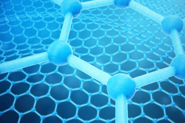 3D rendering abstract nanotechnology hexagonal geometric form close-up. Graphene atomic structure concept, carbon structure. clipart