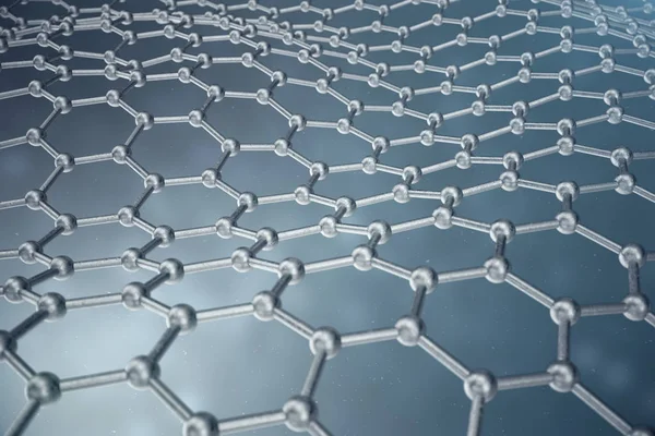 3d renderização abstrata nanotecnologia hexagonal forma geométrica close-up, conceito grafeno estrutura atômica, conceito grafeno estrutura molecular — Fotografia de Stock