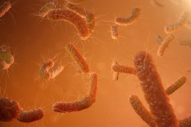 3d çizim viral enfeksiyon kronik hastalık neden. Sarılık virüsü, grip virüsü H1n1, grip, hücre organizma, AIDS'e bulaştırmak. Virüs arka plan.