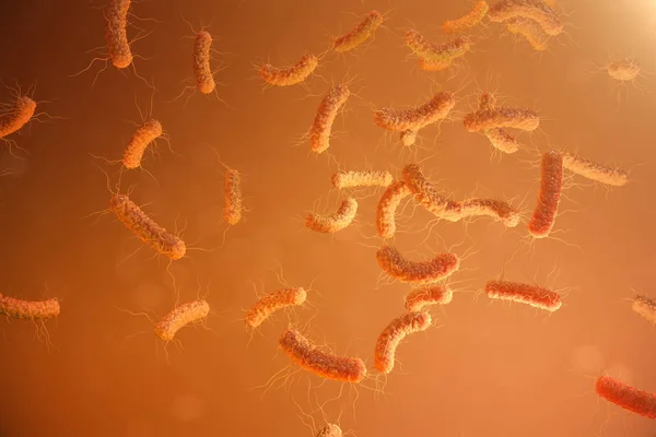 3D illustration virus, bakterier, celler infekterade organismen, minskad immunitet. Virus abstrakt bakgrund i rymden — Stockfoto