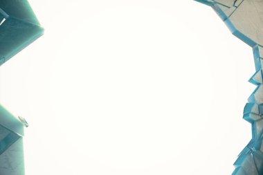 3D deliği merkezi olan kırık buz duvar illüstrasyon. Afiş, reklam için yer.