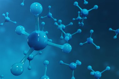 3D render molekülleri. Atomlar bacgkround. Başlık sayfası veya el ilanı için tıbbi geçmişi. Atomik düzeyde moleküler yapısı.