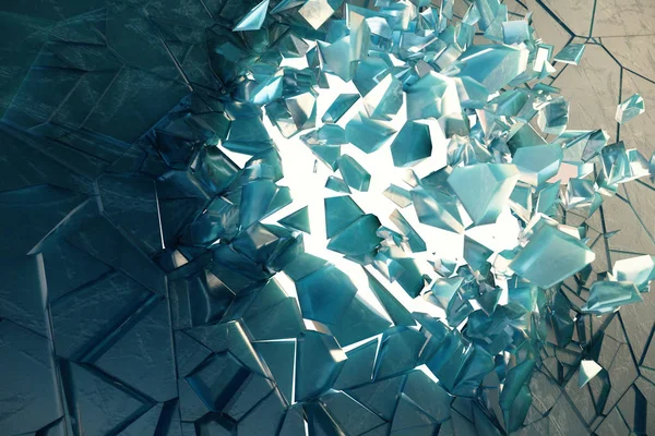 Illustration 3D mur de glace cassé avec trou au centre. Place pour votre bannière, publicité . — Photo
