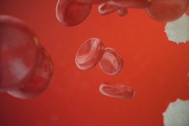 Kırmızı kan hücreleri, lökosit veya beyaz kan hücreleri, enfeksiyon bağışıklık sisteminin hücreler. İnsan tıbbi kavramı. 3D çizim.