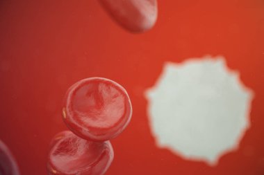Kırmızı kan hücreleri, lökosit veya beyaz kan hücreleri, enfeksiyon bağışıklık sisteminin hücreler. İnsan tıbbi kavramı. 3D çizim.