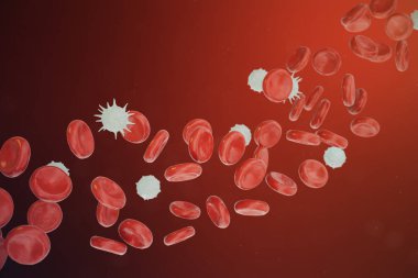 Serbest nötrofiller, eozinofiller, bazofil, lenfositler, kırmızı ve beyaz kan hücreleri bağışıklık sisteminin hücrelerdir. 3D çizim