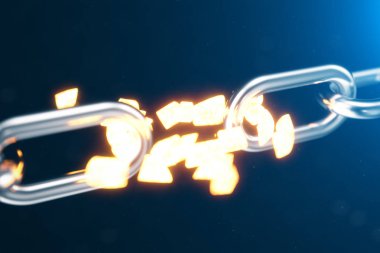 Metal zincir kızgın linki zayıf bağlantı kesilir. 3D çizim