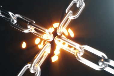 Metal zincir kızgın linki zayıf bağlantı kesilir. 3D çizim