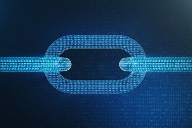 3D çizim dijital bloğu zinciri kodu. Mavi nokta ağ, arka plan parlayan üçgen düşük poligon kılavuz. Ağ, Internet iletişim kavramı