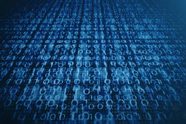 青の背景に 3 d 図バイナリ コード。バイナリ コードのバイト数。コンセプトの技術。デジタルのバイナリの背景. — ストック写真