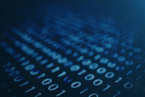 3D иллюстрация двоичный код на синем фоне. Байты двоичного кода. Концептуальная технология. Цифровой двоичный фон
.