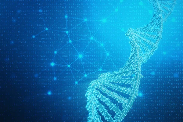 Sztuczne intelegence cząsteczki Dna. Koncepcja kodu binarnego genomu. Streszczenie technologia science, koncepcja sztuczne Dna. ilustracja 3D — Zdjęcie stockowe
