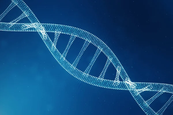 Digitala Dna-molekyl, struktur. Begreppet binär kod mänskliga genomet. DNA-molekylen med modifierade gener. 3D illustration — Stockfoto