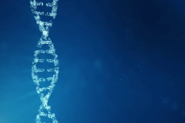 Molecola di DNA digitale, struttura. Concetto codice binario genoma umano. Molecola di DNA con geni modificati. Illustrazione 3D — Foto Stock