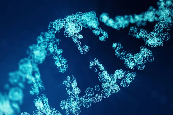 Ψηφιακή μόριο Dna, δομή. Έννοια ανθρώπινου γονιδιώματος δυαδικό κώδικα. Μόριο DNA με τροποποιημένα γονίδια. 3D απεικόνιση — Φωτογραφία Αρχείου