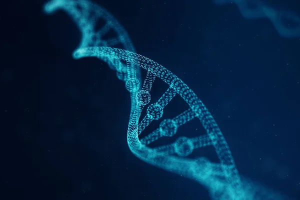 Artificiell intelegence Dna-molekyl. Begreppet binär kod genomet. Abstrakt teknik vetenskap, konceptet konstgjorda Dna. 3D illustration — Stockfoto