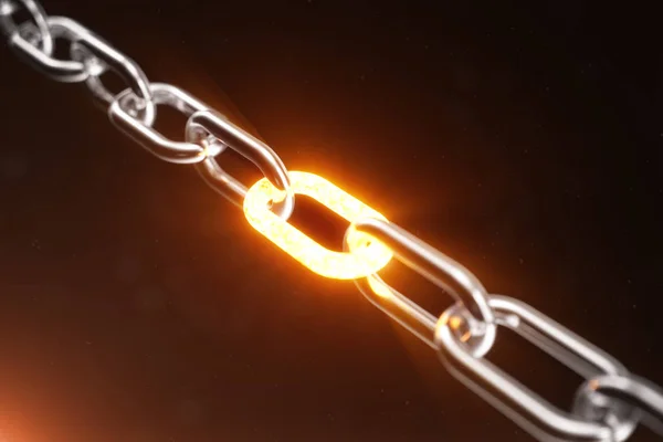 A cadeia metálica está conectada com o link vermelho-quente, conceito de energia. ilustração 3d — Fotografia de Stock