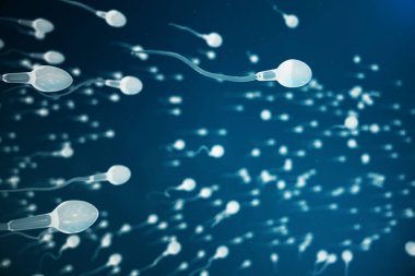 Sperm yaklaşan yumurta hücresi, yumurta. doğal döllenme - yakından görmek. Anlayışı, yeni bir hayatın başlangıcı. 3D çizim