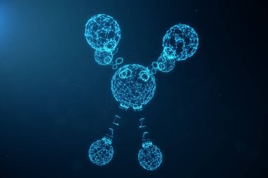 Dijital atom yapısı. Bilim veya atomları ve molekülleri ile tıbbi geçmişi. Düşük poligon kılavuz yapısı, bağlantı çizgileri ve noktaları. Atomik düzeyde yapısı. 3D çizim