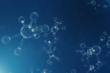 Molekülleri, atomlar bacground. Başlık sayfası veya el ilanı için tıbbi geçmişi. Moleküler yapısı atom düzeyinde. 3D çizim