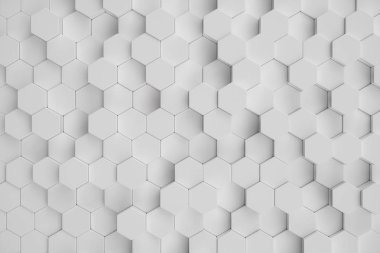 3D çizim geometrik altıgen arka plan beyaz. Yüzey altıgen desen, altıgen petek.