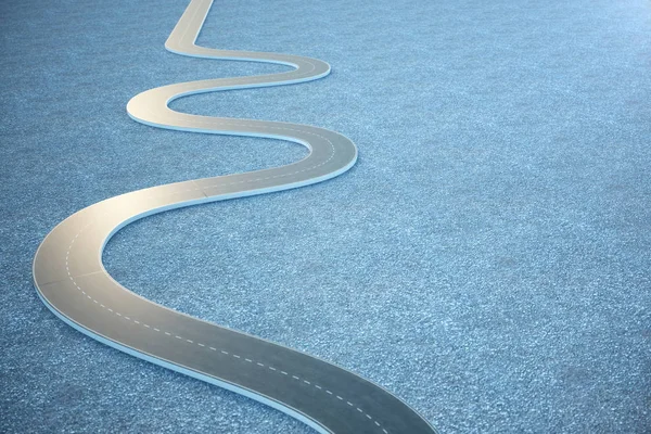 Strada. Viaggio, concetto di trasporto. Strada asfaltata divisa da una striscia. Illustrazione 3D — Foto Stock