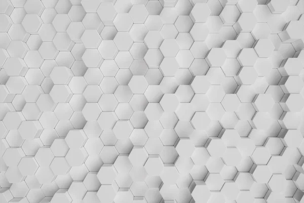 3D-s illusztráció fehér geometriai hatszögletű absztrakt háttér. Felszíni hatszögletű minta, hatszögletű méhsejt. — Stock Fotó