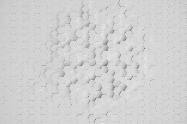 3D иллюстрация белый геометрический шестиугольный абстрактный фон. Поверхностный шестиугольник, шестиугольная сота . — стоковое фото