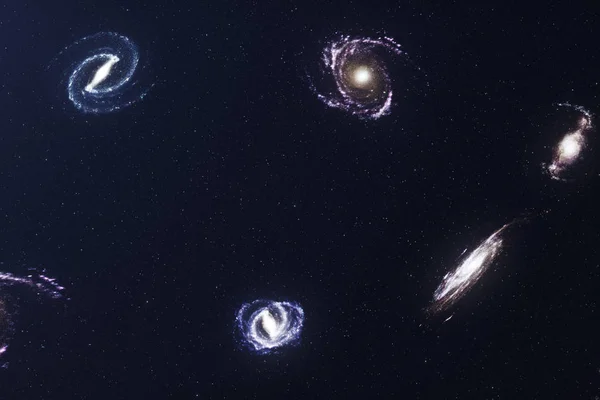 Galáxia ilustração 3D no espaço profundo. Galáxia espiral constituída por poeira estelar, nebulosa de gás. Conceito de viagem espacial profunda. Conceito científico. Elementos desta imagem fornecidos pela NASA — Fotografia de Stock