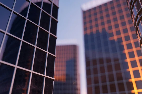 3D Illustration Skyscrapers from a low angle view. Architecture glass high buildings. skyscrapers in a finance district — Stock Photo, Image