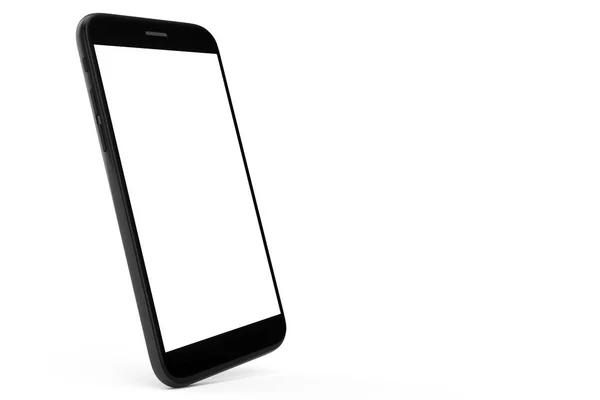 Ilustracja 3D telefon komórkowy na białym tle na białym tle. Telefon z pustej przestrzeni, ekran telefonu. — Zdjęcie stockowe