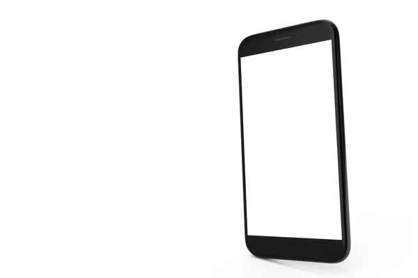 Ilustracja 3D telefon komórkowy na białym tle na białym tle. Telefon z pustej przestrzeni, ekran telefonu. — Zdjęcie stockowe