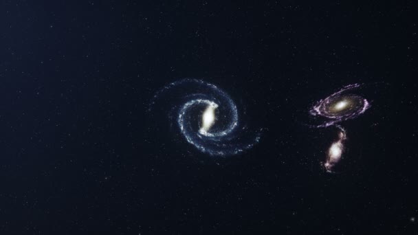 Galáxia espiral no espaço profundo. Exploração espacial profunda. Conceito viagem espacial. Fundo espacial. Animação 3D — Vídeo de Stock