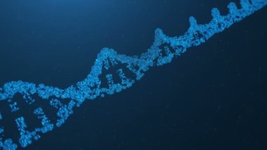 Döndürülmüş 3d yapay para Dna molekülü işlenmiş. DNA ikili koduna dönüştürülür. Kavram ikili kod genom. Soyut teknoloji bilim, kavram yapay Dna