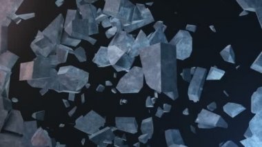 Patlama duvar, kırık beton duvar yok eder. Beton duvar parçaları parçalara sinek. Duvar, imha kurşun deliği. Animasyon ile alfa kanalı, ağır çekim etkisi.