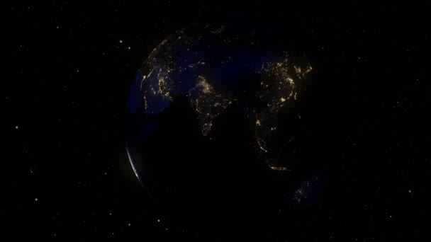 3D Animation Slow Sunrise from Earth orbit. Planet Earth Sunrise. Realistic 3D Animation. Change of night and day. World Globe surrounded by infinite space. Elements of this image furnished by NASA — Stock Video