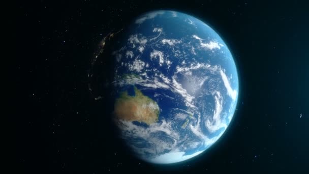 La Terra ruota attorno al suo asse. Globo del Mondo Circondato dallo spazio infinito. Globo del Mondo dallo Spazio. Animazione in loop, Cambio di notte e giorno. Elementi di questa immagine forniti dalla NASA — Video Stock