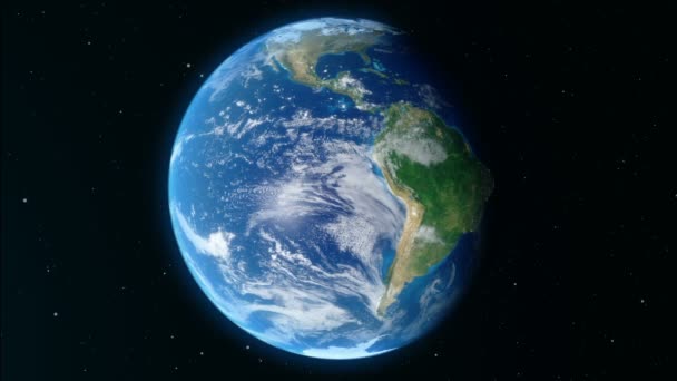 Animazione 3D La Terra ruota attorno al suo asse. Globo del Mondo circondato dallo spazio infinito. Globo del Mondo dallo Spazio. Cambio di giorno e notte. Elementi di questa immagine forniti dalla NASA — Video Stock