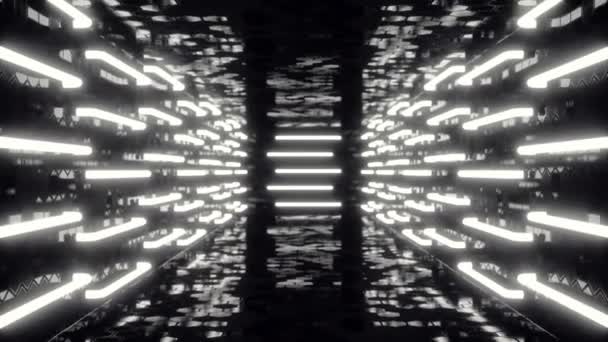 Abstrakte futuristische dunkle Flure mit Neonlichtern. Leuchtendes Licht. futuristische Architektur Hintergrund, 3D-Animation — Stockvideo