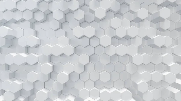 Ilustración 3D fondo abstracto hexágono geométrico blanco. Patrón de hexágono de superficie, panal hexagonal . — Foto de Stock